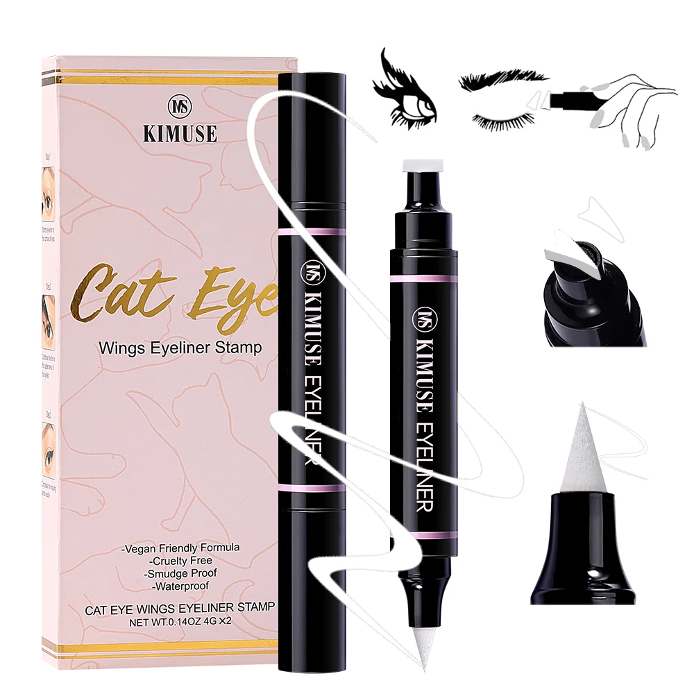 

KIMUSE 2In1 Eyeliner Stamp Liquid Eyeliner Pen Waterproof Fast Dry Makeup Stamps Double-ended Eyeliner Pencil For Woman Cosmetic