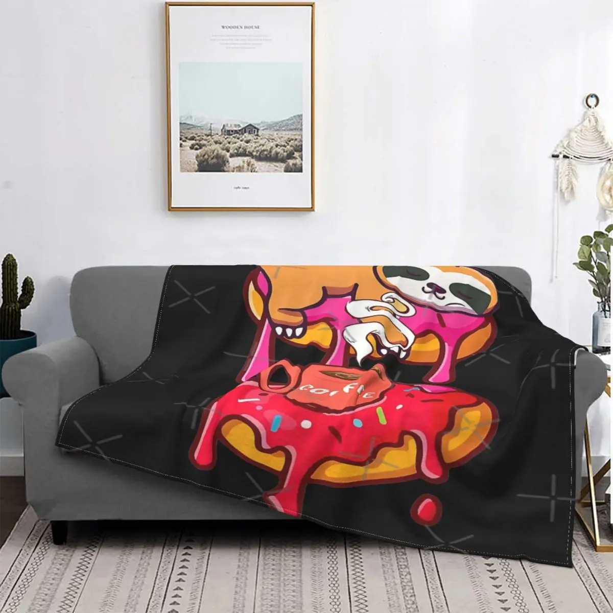 

Manta de perezoso en Donut con taza 2, a cuadros colcha para cama, sofa, cubierta de playa, manta Thermal MICA, toalla de playa de lu