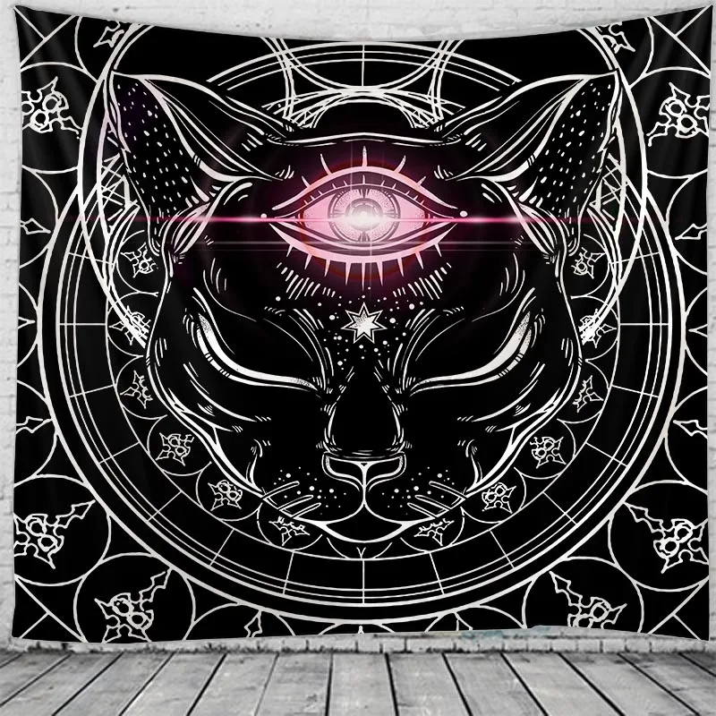 

Cat Mandala Hippie Macrame Wall Hanging Boho Decor Witchcraft Tapestry