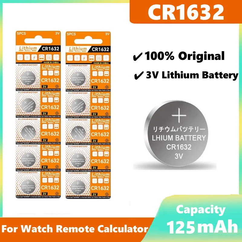 

5-20PCS CR1632 Lithium Button Battery CR 1632 DL1632 BR1632 LM1632 ECR1632 3V Coin Cells Batteries For Watch Remote Key