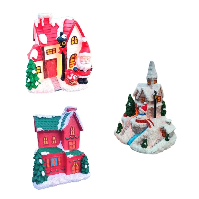 

Christmas House with Led Light Resin Collectable Ornament Decoration Gifts