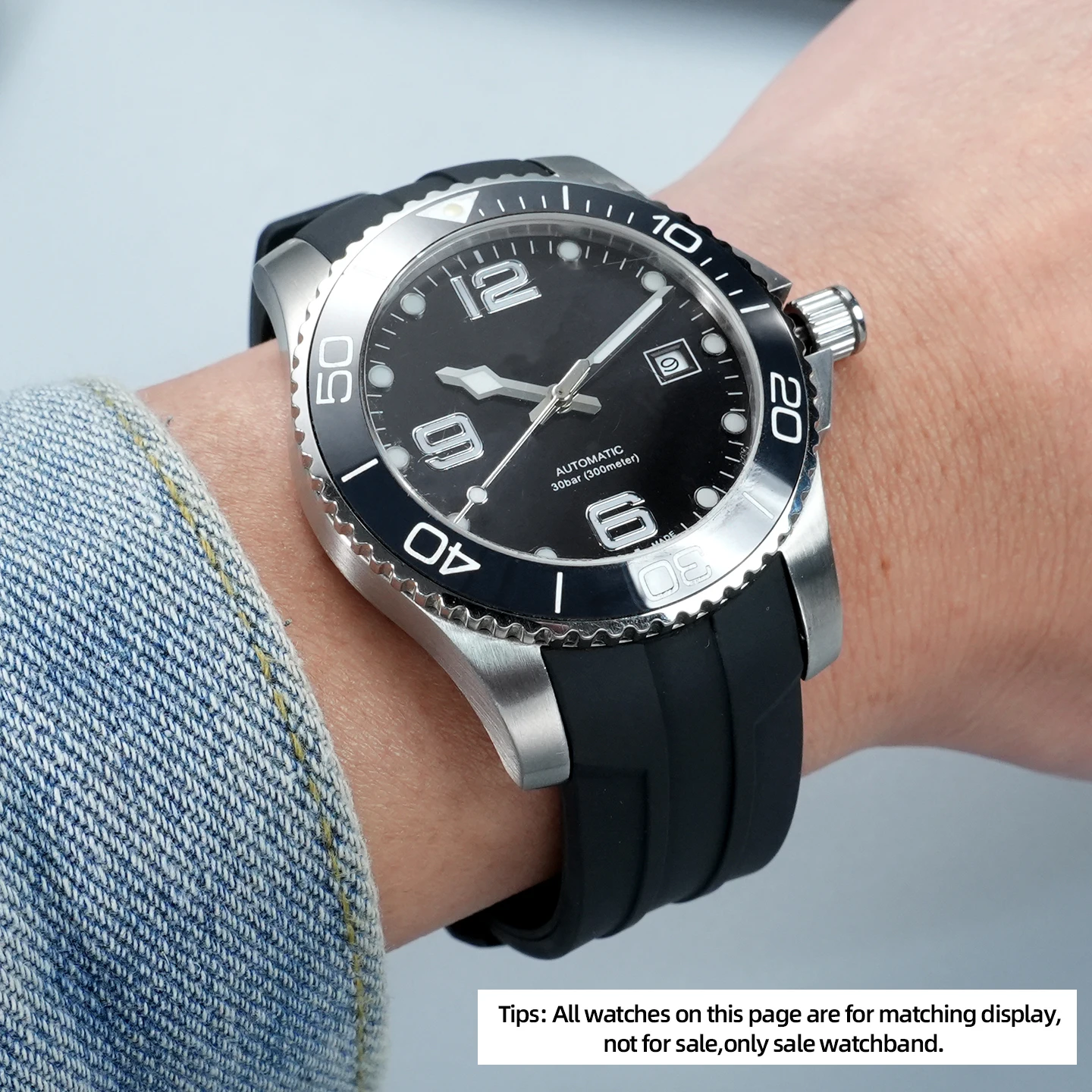 Фото Ремешок для часов Longines L3781 L3782 L3.742.2, мягкий резиновый ремешок для часов, 21 мм, спортивный водонепроницаемый ремешок из FKM, мужской, с быстрым снятием №5