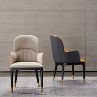 Luxury European Modern Design Orange Grey White Leather Dining Chair Sets 6 Chairs Hotel Restaurant Kitchen Dining Room Chairs