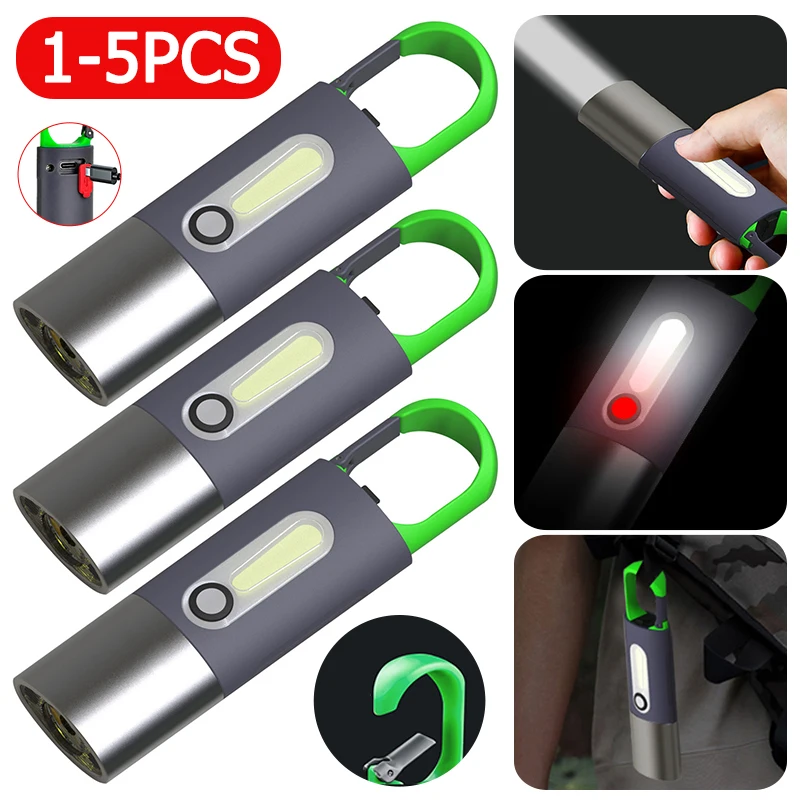 

Фонарик-Брелок высокой мощности, IP55 водонепроницаемый портативный фонарик, перезаряжаемый карманный многофункциональный для пеших прогулок и походов