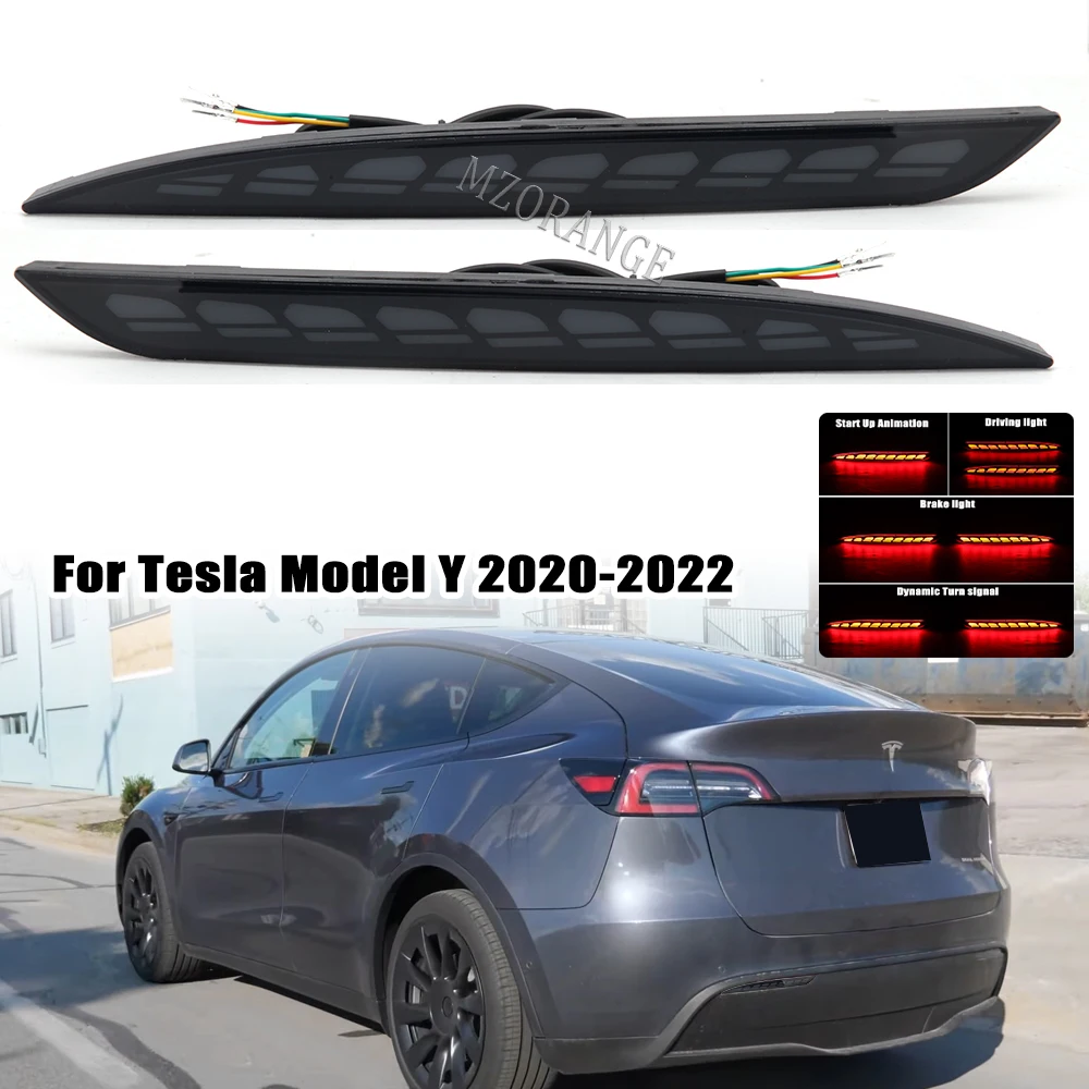 

For Tesla Model Y 2019 2020 2021 2022 Rear Fog Lamp Brake Stop Light Dynamic Turn Signal Reflector LED Bumper Light