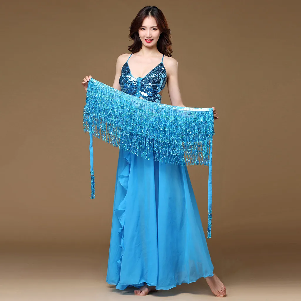 Женская набедренная юбка с кисточками шарф танцевальный костюм блестками