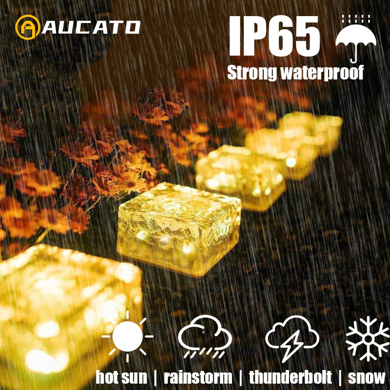 

Solar Led Ice Cube Brick Lights Outdoor 4 LED Waterproof Stair Step Paver Lamp Yard Patio Lawn Garden Decoration Light
