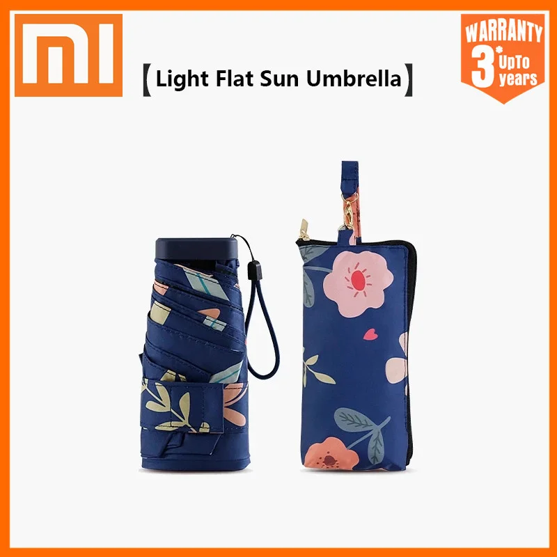 

Xiaomi new 14cm mini pocket female umbrellas small portable sun umbrella six folding umbrella anti uv sunscreen 6k