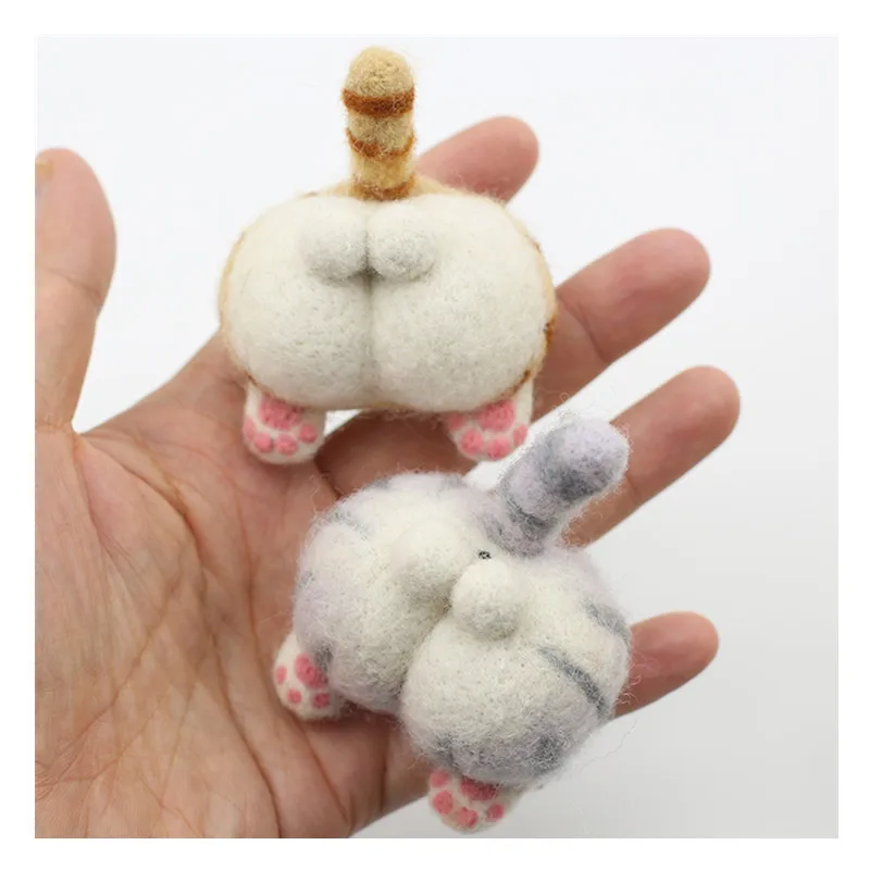 

White, yellow, Gray, cat-ass Brooch wool needlepoint kit wool felt needle felting pendant craft needlecraft DIY handmade