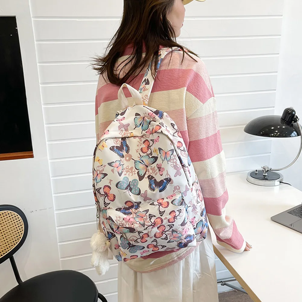 

Fashion School Bags Student Shoulder Bag Laptop Rucksack with Pendant Large Capacity for Travel for Outdoor Camping