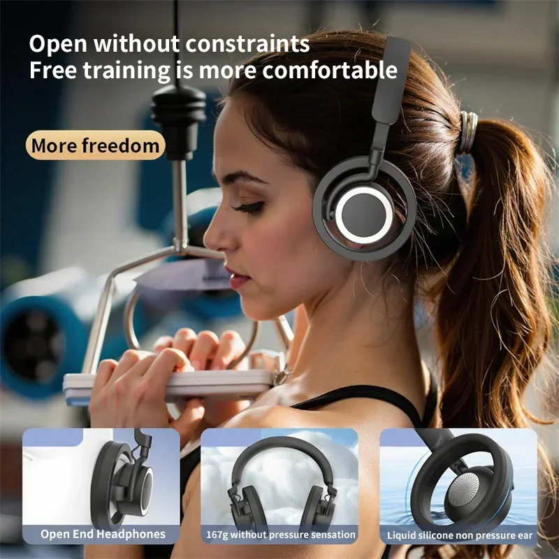 Фото Беспроводные Bluetooth-наушники с полым дизайном, накладные, 360° звучание °   Объемный звук, длительное время автономной работы, Hi-Fi стерео для музыки и повседневного использования №2
