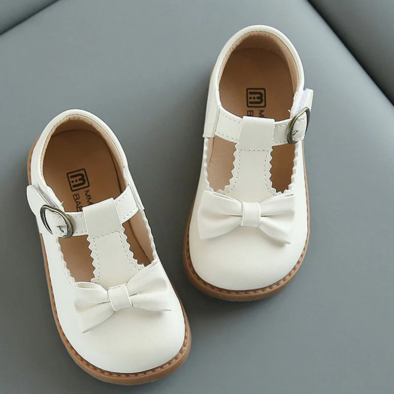 Детские танцевальные туфли с бантом для студенвечерние детские на плоской