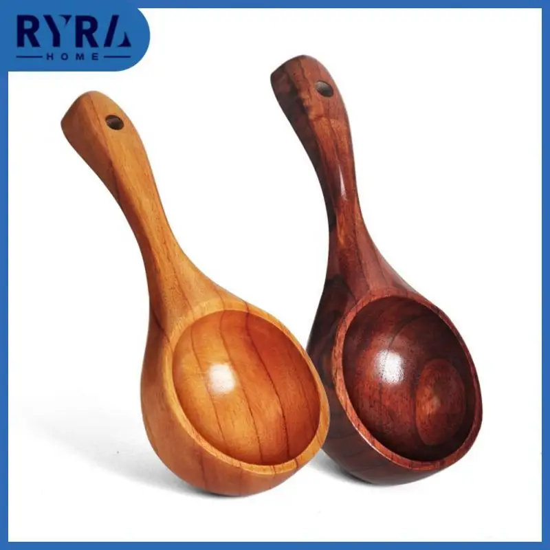 

Household Long Handle Scoop Japanese Style Eating Tableware Eat Sowing Wooden Spoon Net Red Water Spoon Wholesale 2023 Creative
