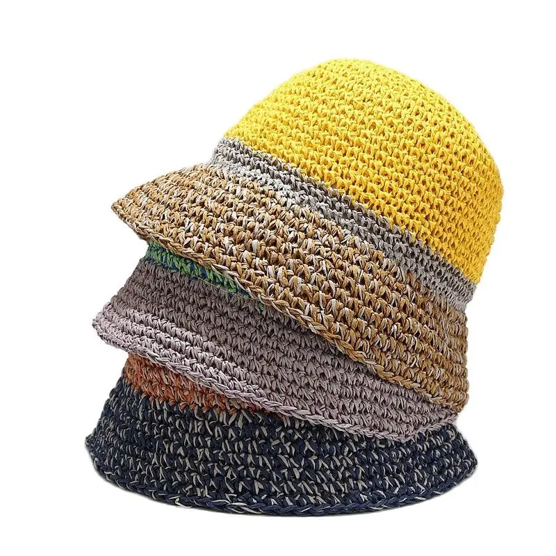 

2022 Cotton Patchwork Color Bucket Hat Outdoor Travel Sun Cap For Women 125