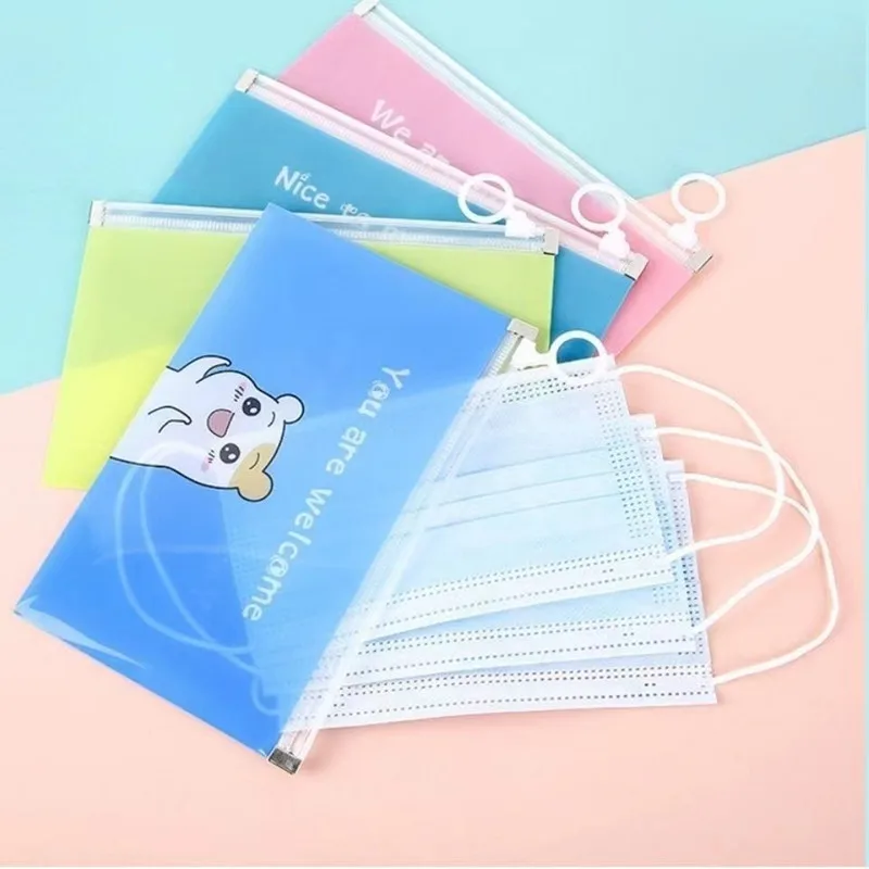 

4pcs Document Zipper Pouch Portable Mask Storage Bags Multipurpose File Folder Pencil Case Cards Receipts Organizer Cosmetic Bag