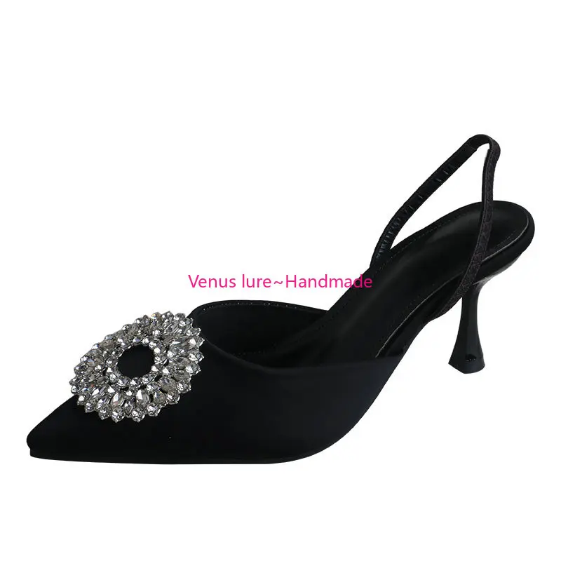 

Venus Lure Pointed Shoes Summer Black Shoe Pumps Medium Heel 7.5CM