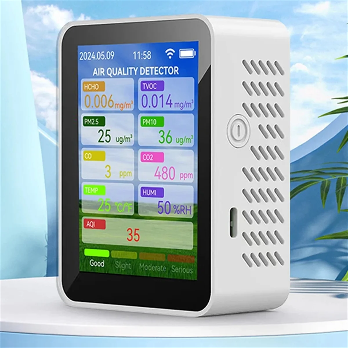 Tuya Wi-Fi измеритель качества воздуха HCHO TVOC тестер угарного газа CO2 PM2.5/10 портативный