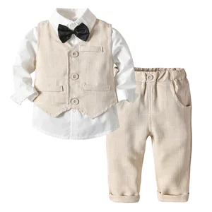 Boys Suits Blazers Clothes Suits For Wedding Formal Party Striped Baby Vest Shirt Pants Kids Boy Out