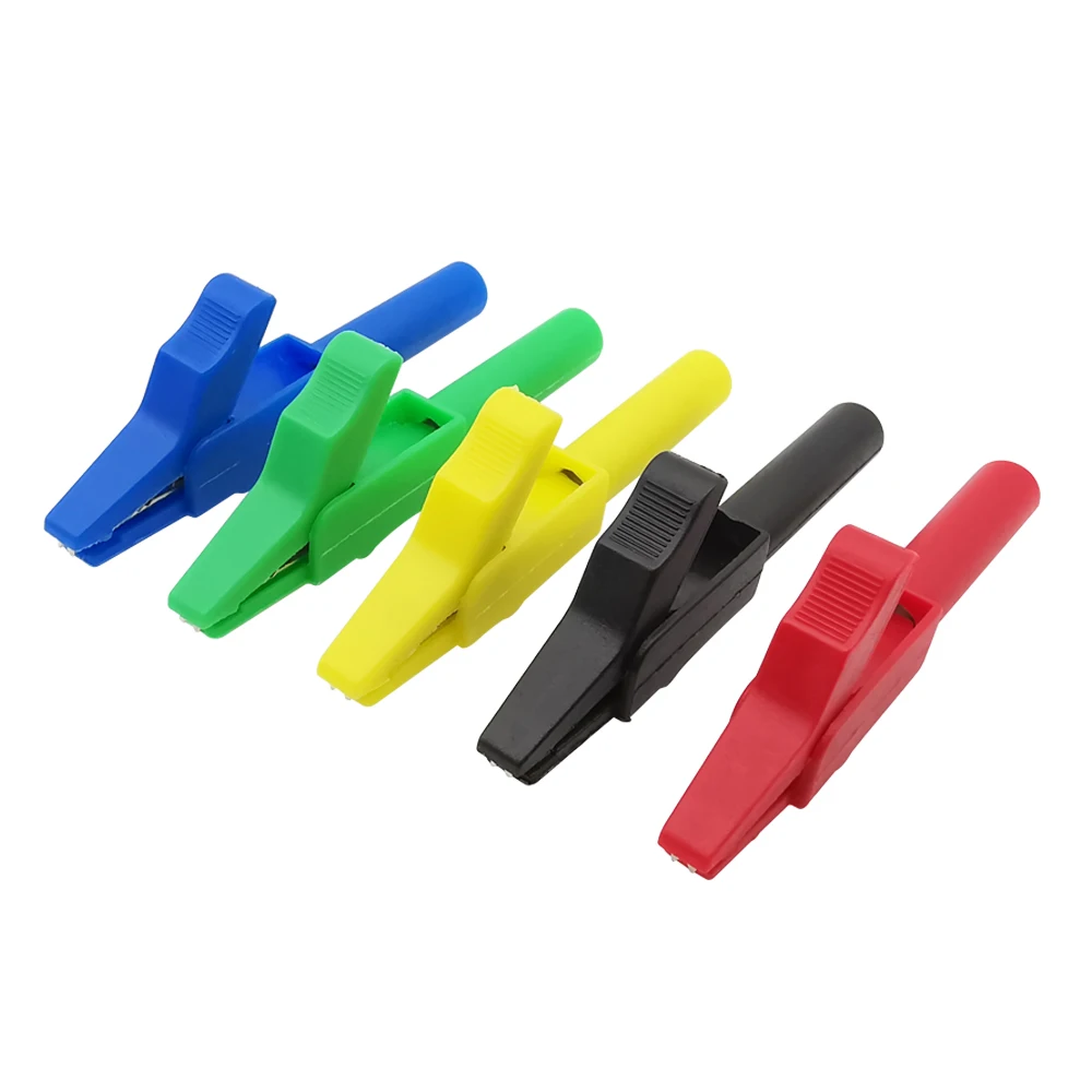 

5 PCs/ комплект 5 - цветного крокодилового зажима полный защитный мультиметр DIY электронный крокодиловый зажим испытательный зонд 4 мм банановый штекер
