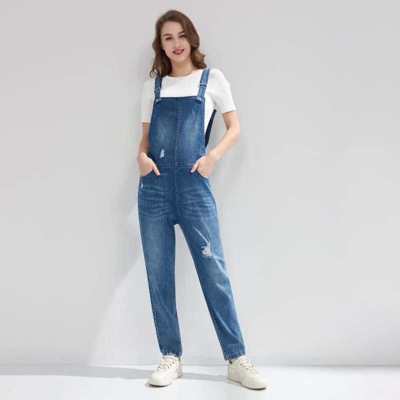 

New Autumn and Winter Women Casual Blue Overalls Jeans Fashion Cotton Ladies Pants