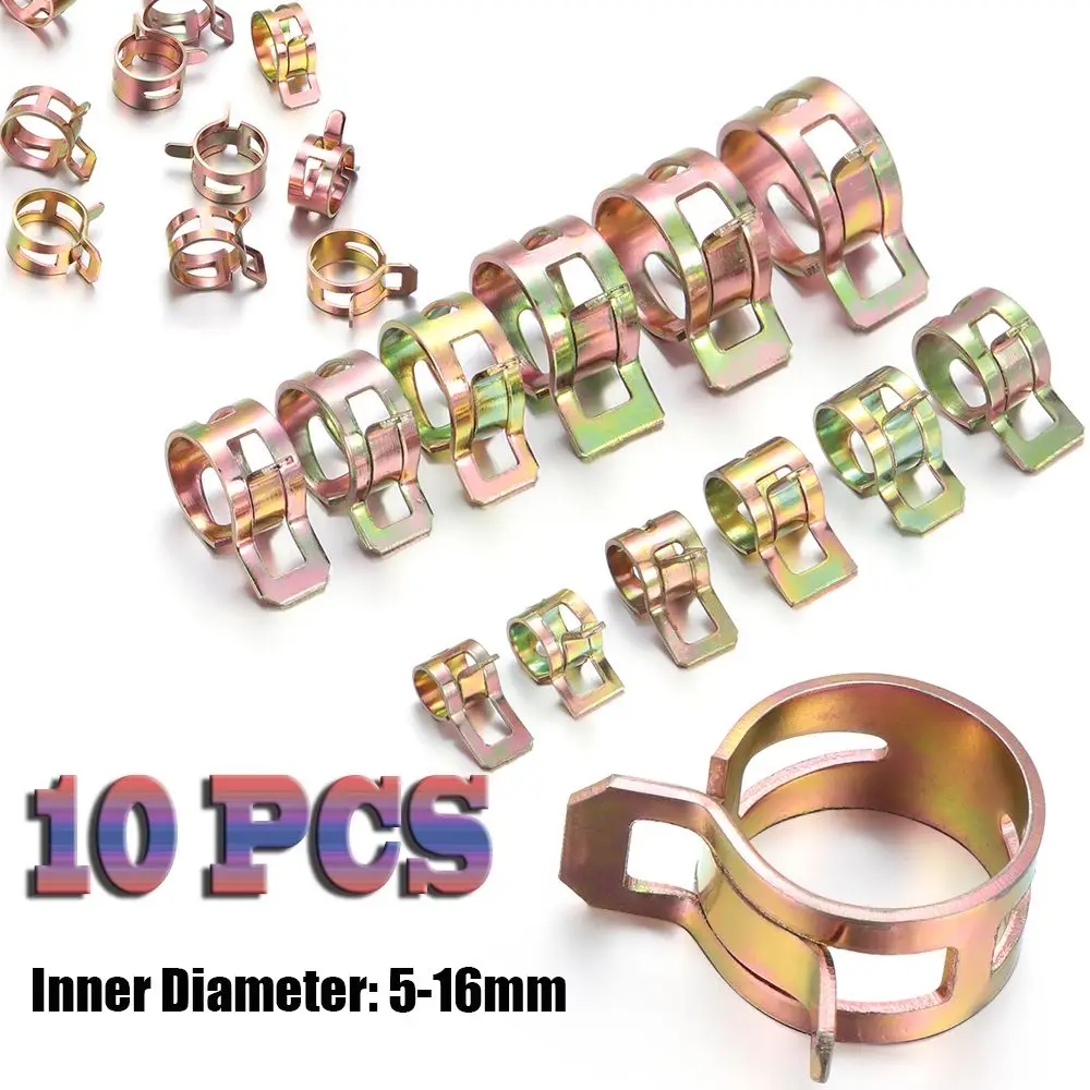 

10Pcs 5-16mm Spring Clips Fuel Oil Water Hose Clip Pipe Tube Clamp Fastener