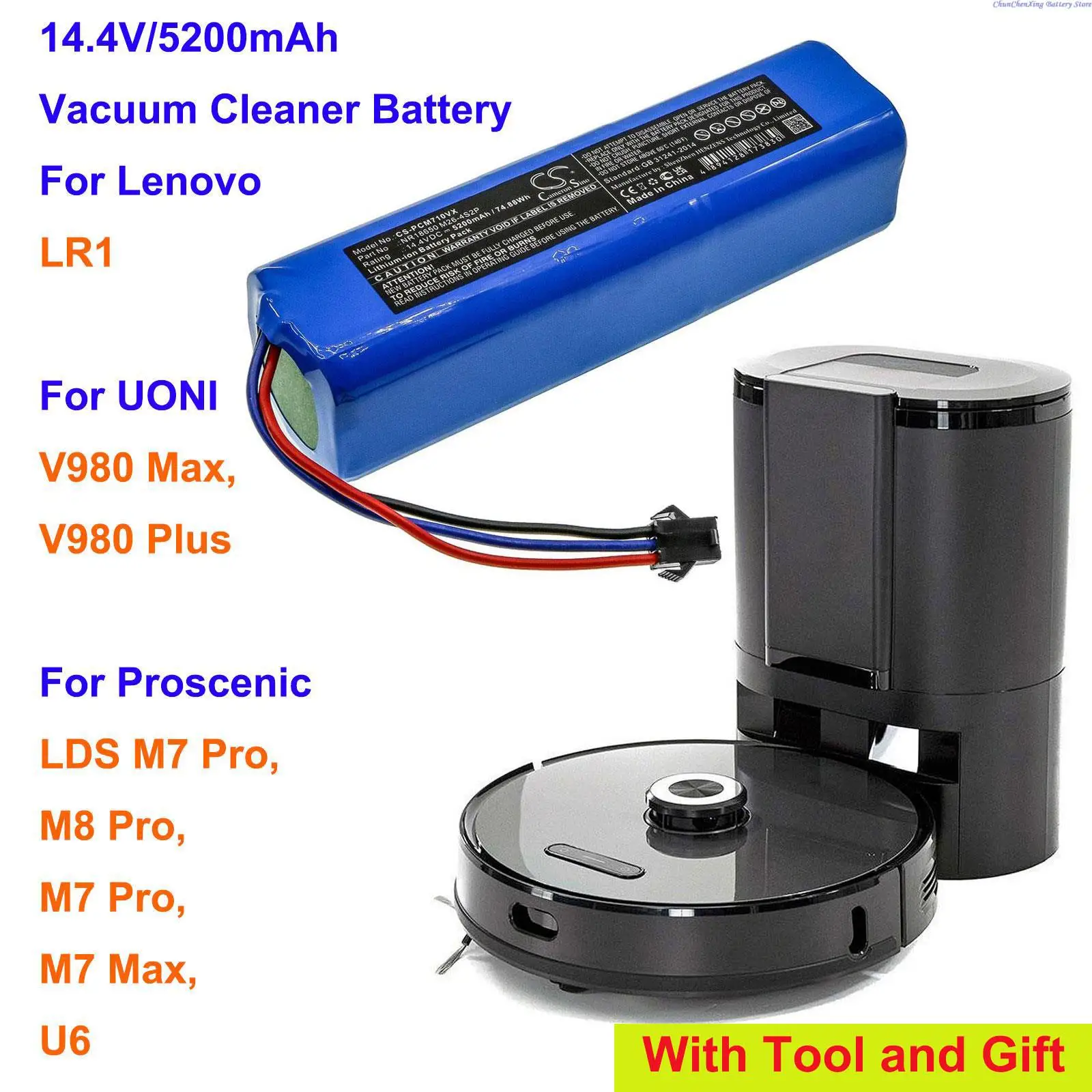 

Cameron Sino 5200mAh Vacuum Cleaner Battery for Proscenic M8 Pro,M7 Pro,M7 Max,U6,LDS M7 Pro,M6,M6 Pro,M7 LDS,For Arnagar S8 pro
