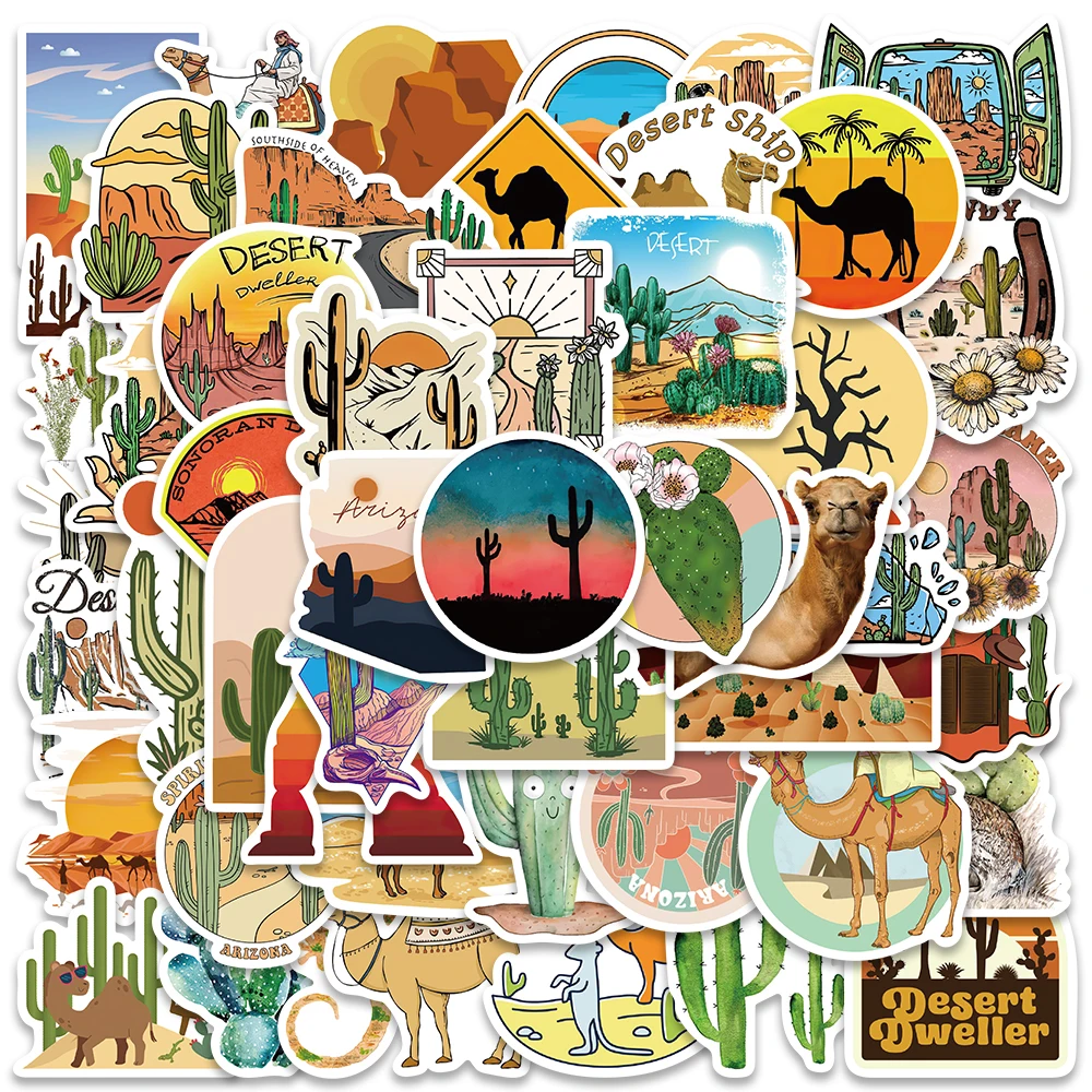 

10/50pcs Cartoon Desert Camel Cactus Stickers DIY Waterproof Graffiti For Luggage Laptop Guitar Phone Diary Decals Kids Toy