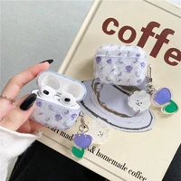 fashion cute eugene flower shell pattern for airpods pro 3 1 2 soft protective cover with lanyard headphone carrying box fundas