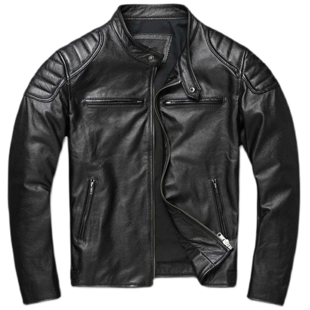 

Мужская мотоциклетная куртка из натуральной коровьей кожи, размеры до 6XL
