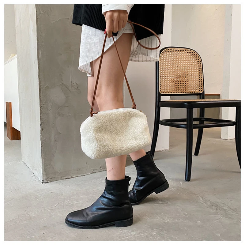 Женская сумка через плечо из овечьей шерсти осенне-зимняя женская модная