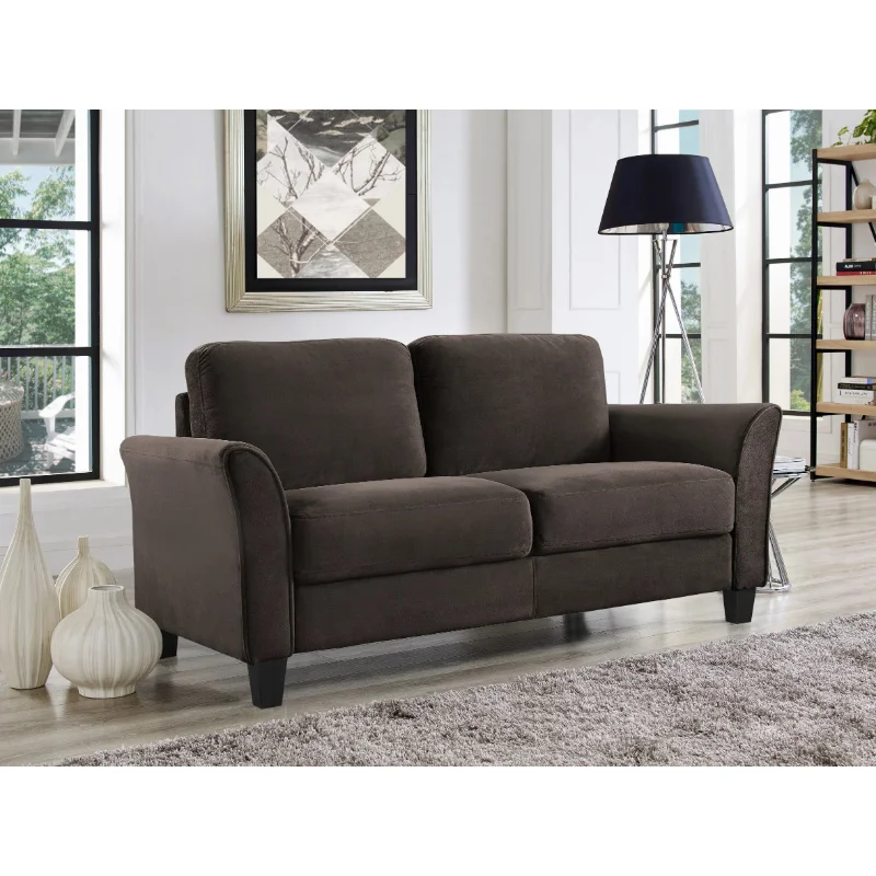 

Lifestyle Solutions Alexa Loveseat with Curved Arms, Coffee Fabric furniture sofa furniture living room sets sofa