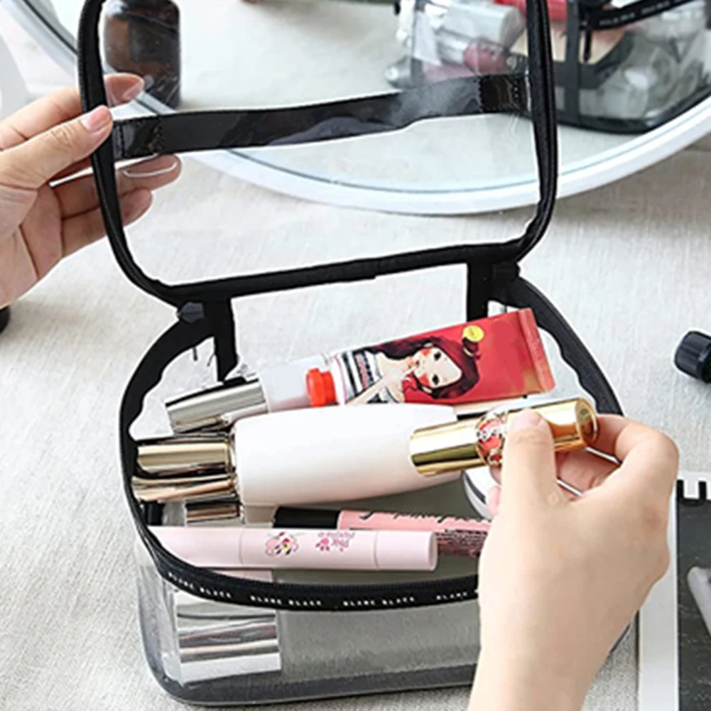 

Transparent Cosmetic Bag PVC Women Zipper Clear Makeup Bags Beauty Case Travel Make Up Organizer Storage Pack Toiletry Wash Bag