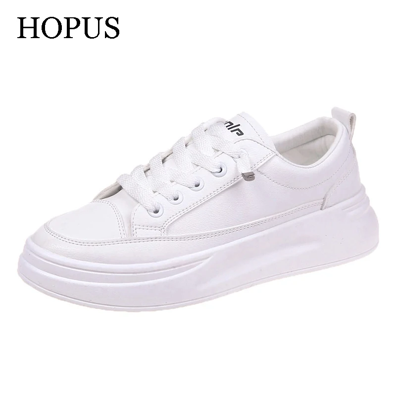 

2022 Spring New Platform Shoes For Women Korean Style Breathable Low-top Sneakers PU Leather White Sports Fashion Causal Shoes