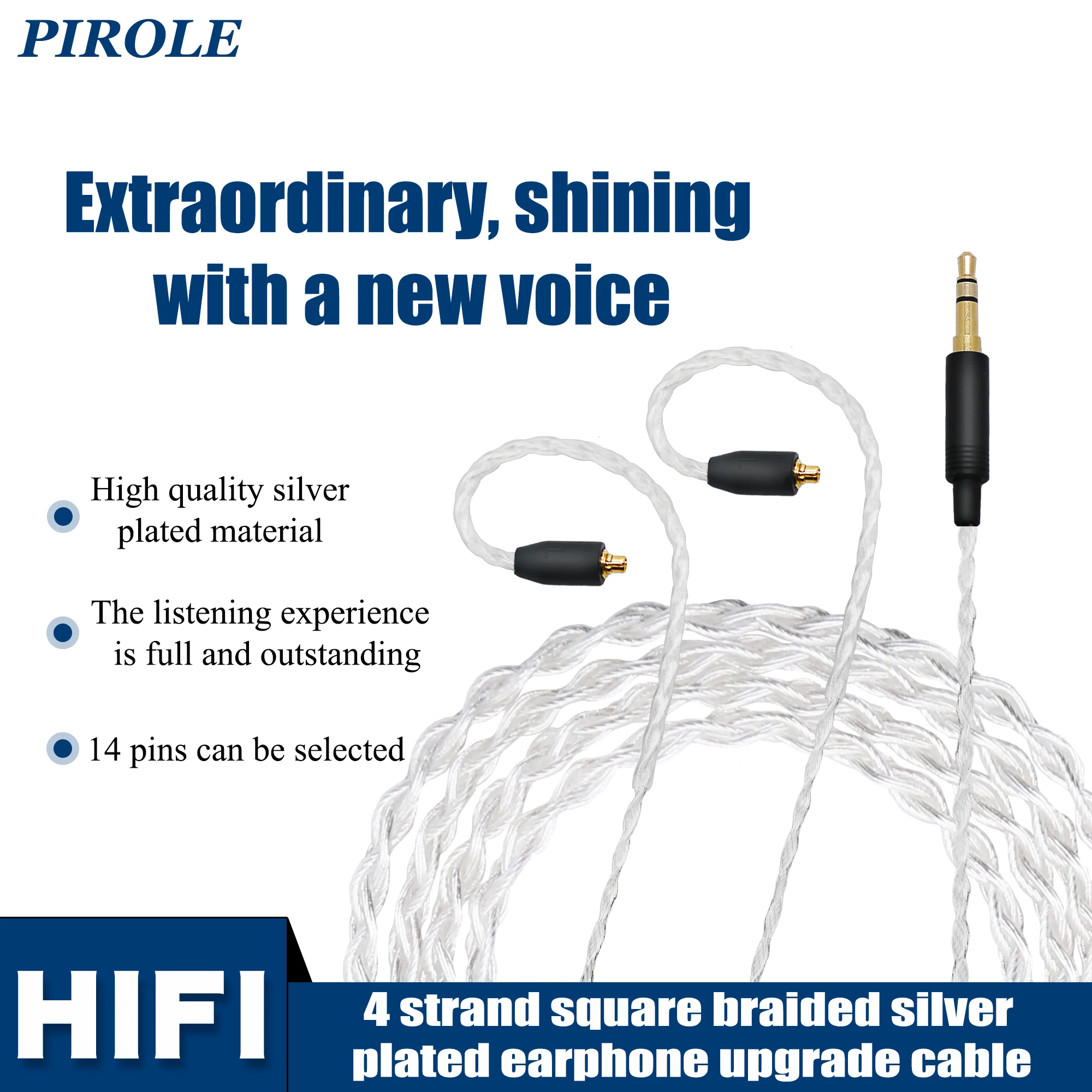 Фото Обновление наушников Pirole IEM-кабель 4-жильный посеребренный одинарный медный провод HiFi IE100/400/500Pro контакт для Conch Nova F1 Pro TRN №5