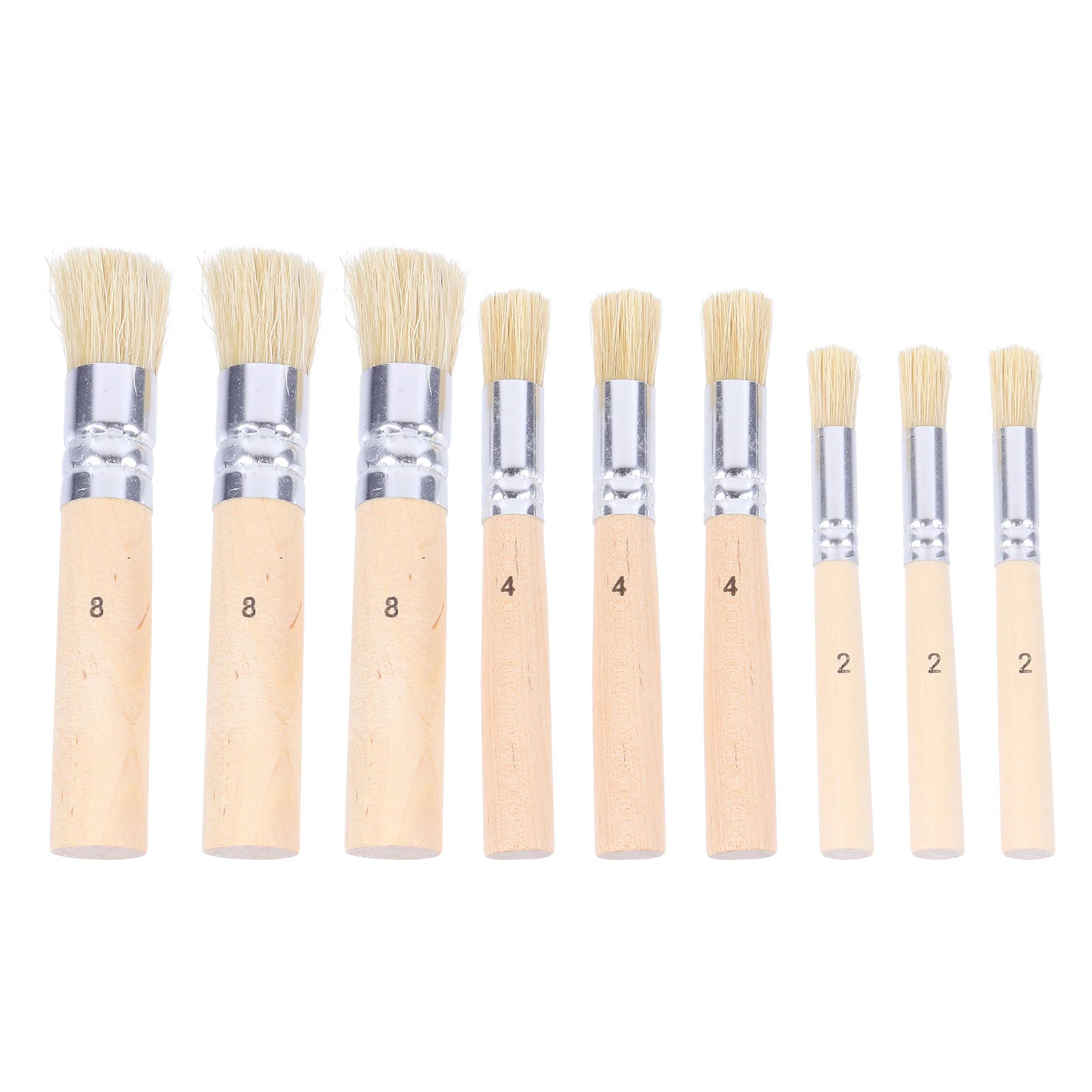 

3 set/9pcs Wooden Stencil Brush Set Natural Template Paint Brushes
