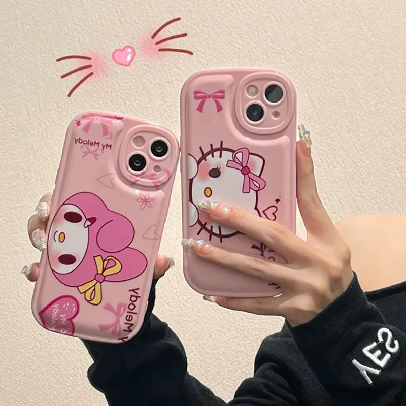 

Kawaii Sanrio Hello Kitty Case for Iphone 13 12 11 Pro Max Xr Xs Max X Y2K Girl Cute Cartoon Animation Shockproof Soft Case Gift