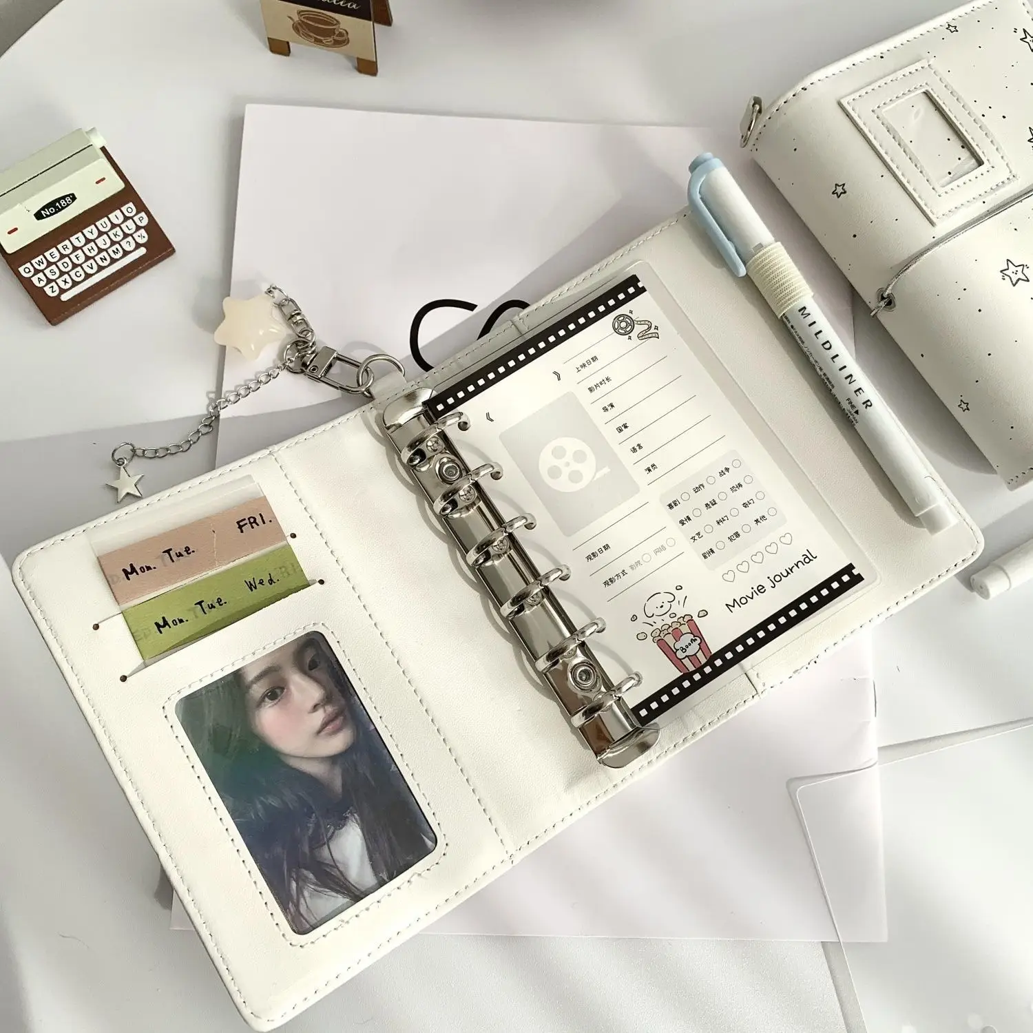 Мини-блокнот с белой звездой m5 мягкий кожаный фотоальбом переплетный блокнот