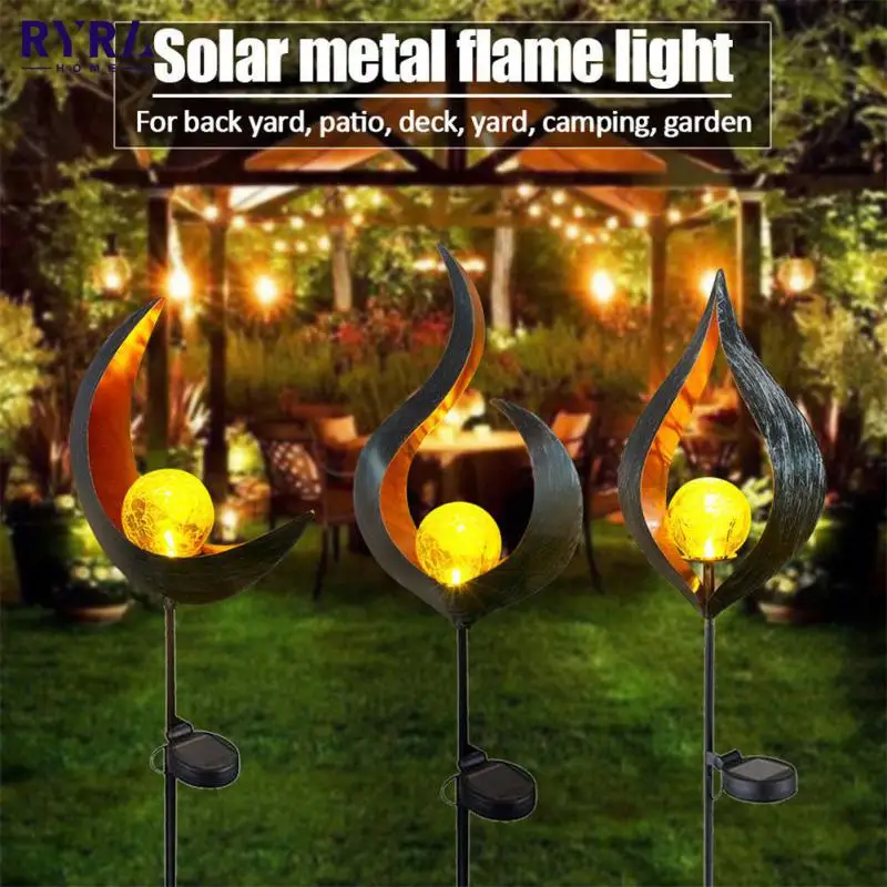 

Outdoor Led Flame Crystal Globe Landscape Lights Waterproof Flame Effect Solar Decorative Light LED Solar Flame Patio Light New