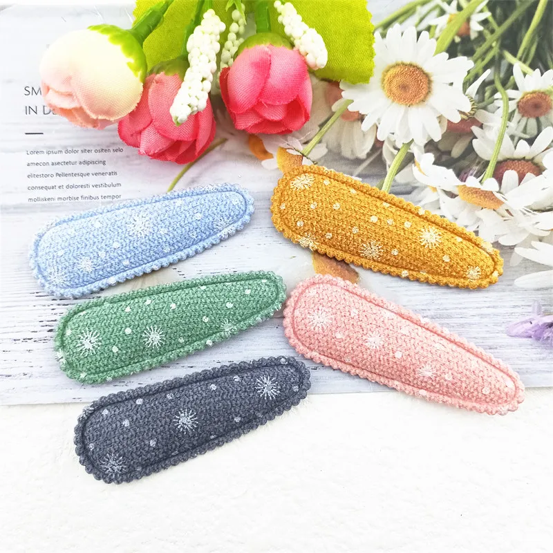 

60Pcs 5.5CM Snowflake Fabric Hair Clip Cover Patches Appliques For Clothes Hat Shoes Sewing Supplies Handmade DIY Accessories