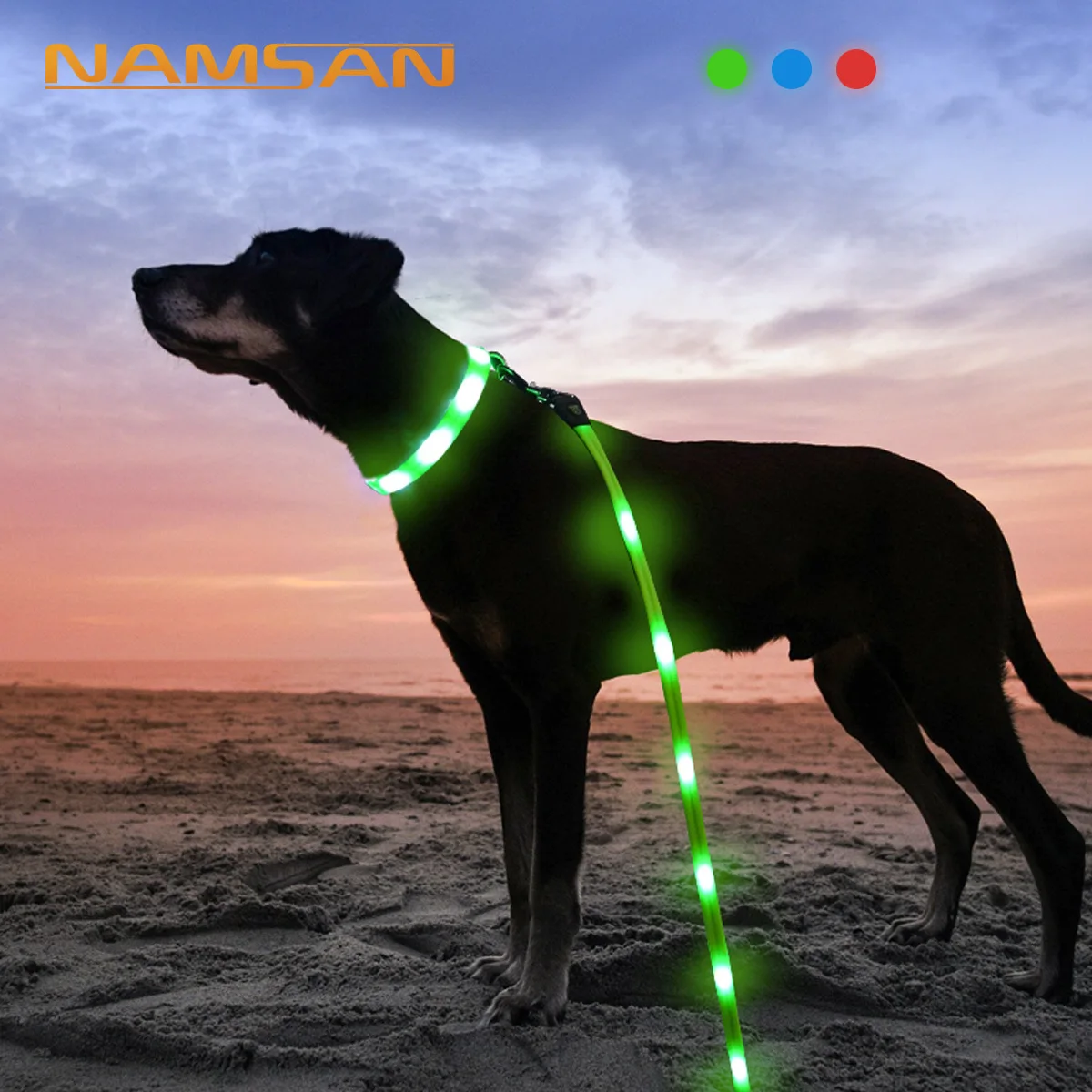 

Pet luminous leash collar USB charging LED dog walking collar leash pet collar dog stuff and dog chain