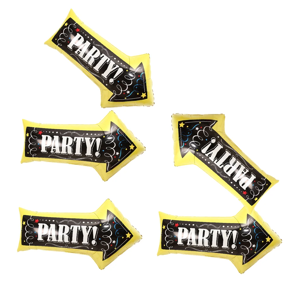 

5Pcs Birthday Party Balloon Arrow Decorative Sign Guide Sign Yellow