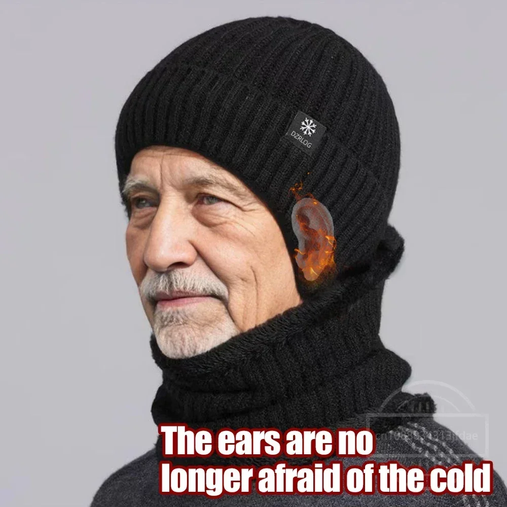 Уличная Мужская зимняя вязаная шапка плюшевая теплая Кепка с ушами повседневные