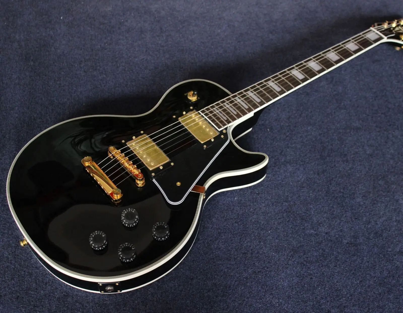 

Hot Sale Factory Oem 6 String Electric Guitar Finish Gloss Black Gold Hardware