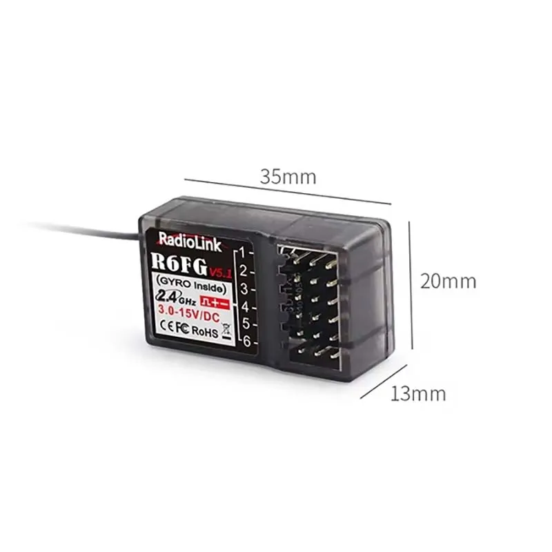 Фото RadioLink RC4GS V3 5-канальный 2,4G передатчик R4FGM R6F R6FG гироскопический приемник радиосистема для радиоуправляемого автомобиля, танка, лодка, модель автомобиля, игрушечные детали №5