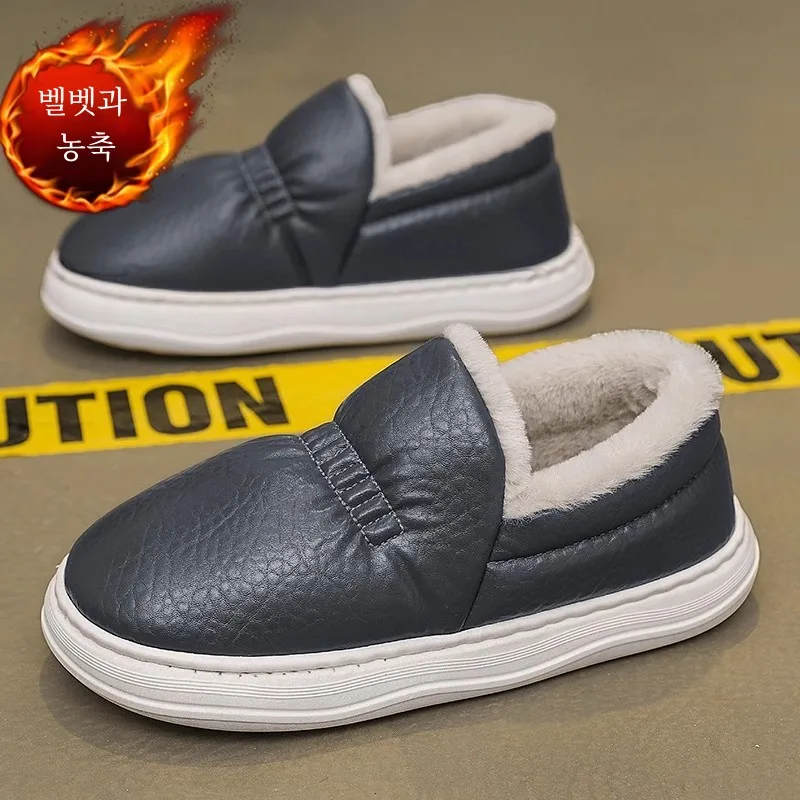 Обувь на хлопковой подкладке. Мужские зимние толстые теплые ботинки флисовой