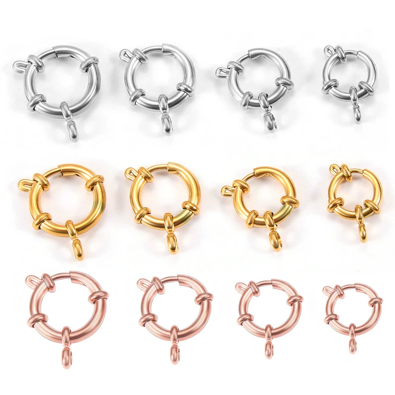 

4pcs 316L Stainless Steel Round Spring Clasps Gold Color Hooks for Bracelet Clavicle Necklace Clasp Connector Jewelry Making DIY