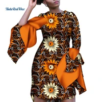 dashiki african dresses for women african wax print long sleeve knee length dresses bazin african women clothing wy8226