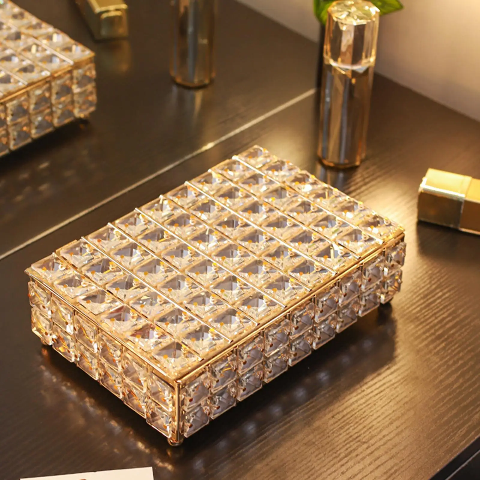 

Crystal Jewelry Organizer Box Keepsake Display for Ring Trinket Women Girls Dresser Room