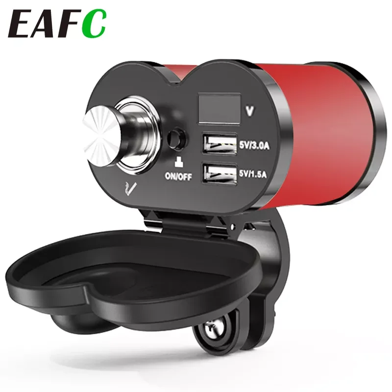 

Быстрое зарядное устройство QC 3,0 5 в а/а с двумя USB-портами для прикуривателя мотоцикла, USB-зарядное устройство с вольтметром и дисплеем време...