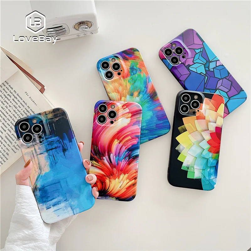 

Цветной Художественный чехол Lov с абстрактным рисунком для телефона iPhone 13 12 11 Pro Max XS Max XR X 7 8 Plus SE 2020, мягкая задняя крышка